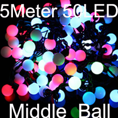 50 Led 16.4ft String Lights LED Middle Ball RGB Colorful Christmas Ball String Light Outdoor LED Lights